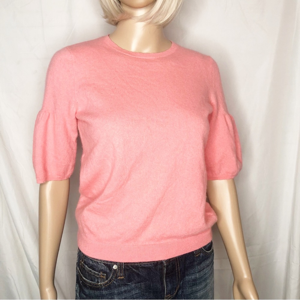 Nordstrom Signature cashmere crew neck puff sleeve pullover sweater pink szS